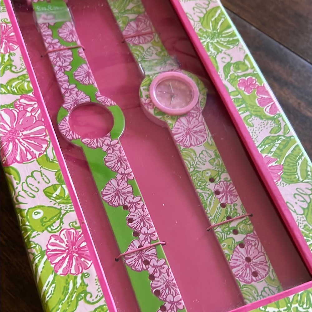 Lilly Pulitzer Pink and Green Floral Watch Set